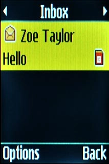 Highlight the required text message and press the Navigation key.