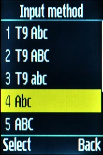 To turn off predictive text input:Scroll to Abc and press the Navigation key.