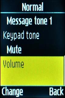 Scroll to Volume and press the Navigation key.