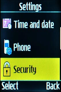 Scroll to Security and press the Navigation key.