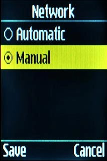 Scroll to Manual and press the Navigation key.Your phone searches for networks within range.A list of available networks will show on your display.