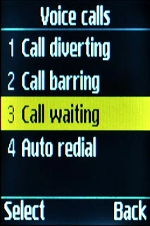 Scroll to Call waiting and press the Navigation key.