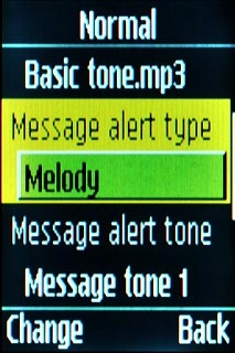 Scroll to Message alert type and press the Navigation key.