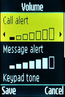 Scroll to Call alert and press the Navigation key.
