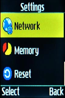 Scroll to Network and press the Navigation key.