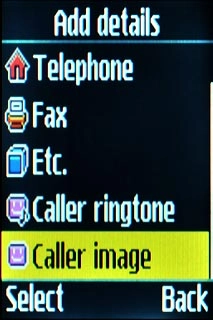 Scroll to Caller image and press the Navigation key.