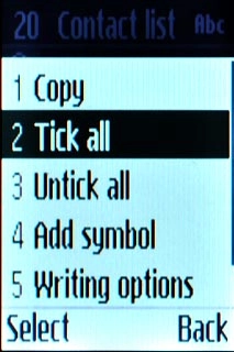 Scroll to Tick all and press the Navigation key.