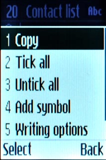 Scroll to Copy and press the Navigation key.
