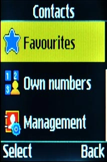 Scroll to Favourites and press the Navigation key.