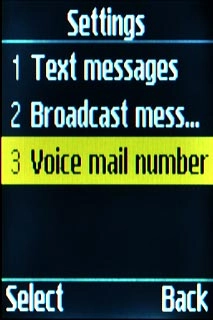 Scroll to Voice mail number and press the Navigation key.