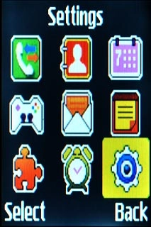 Scroll to Settings and press the Navigation key.