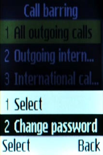 Scroll to Change password and press the Navigation key.