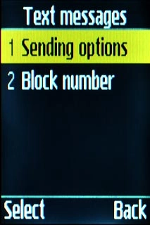 Scroll to Sending options and press the Navigation key.