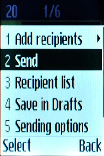 Scroll to Send and press the Navigation key.