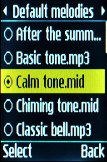 Highlight the different alarm tones to listen to them.