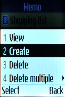 Scroll to Create and press the Navigation key.