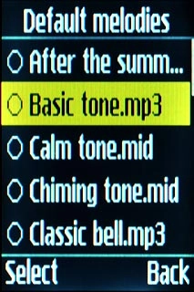 Highlight the different ring tones to listen to them.