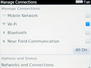 Press Wi-Fi to turn on Wi-Fi.