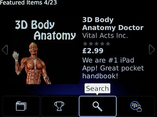 To search by application name:Press the search icon.