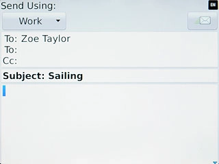 Press the text input field.Write the text for your email message.