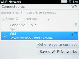 Press the required Wi-Fi network.Follow the instructions on the display to select security settings, if required.