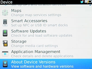Press About Device Versions.The software version is displayed.
