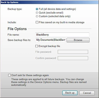 Select Full (all device data and settings).