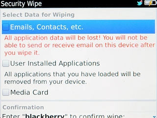 Press Emails, Contacts, etc., User Installed Applications and Media Card.