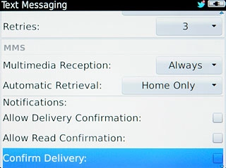 Press Confirm Delivery to turn the function on or off.