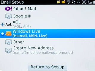 If you select Windows Live or AOL:
