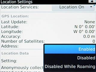 Press Enabled, Disabled or Disabled While Roaming.