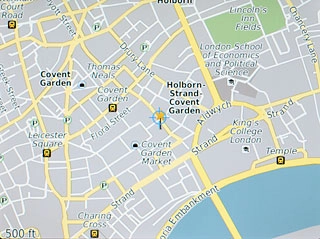 the selected destination is displayed as a point on the map.