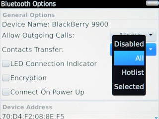 Press the required setting.