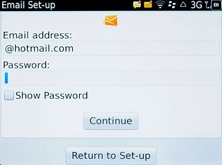 Press the field below Password and key in the password for your email account at your email provider.