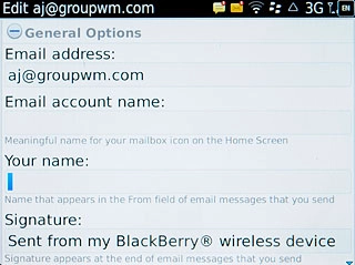 Press the field below Your name and key in the required sender name.