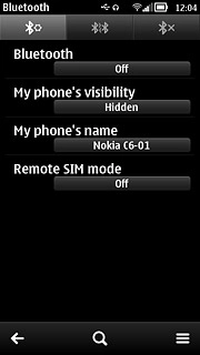 Press Bluetooth to select On or Off.