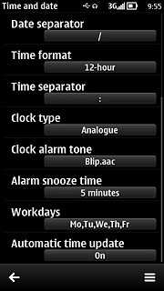 Press Automatic time update to select On or Off.