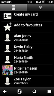 Press the required contact.The contact details are displayed.