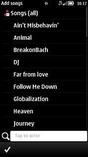 Go to the required audio files.Press the required audio files to tick them.