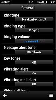 Press Vibrating alert to select On or Off.