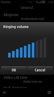 Press the required ring volume.