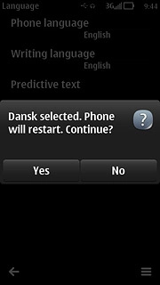 Press Yes to confirm.Wait a moment while your phone is restarted.