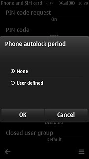 To turn on the phone lock code:Press User defined.