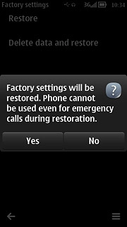 Press Yes to confirm.Wait a moment while the factory default settings are restored.