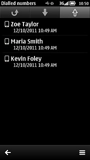 Press the required tab to select a call list.