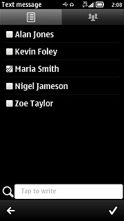 When the box next to the contact is ticked (V), the contact is selected.