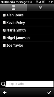 When the box next to the contact is ticked (V), the contact is selected.