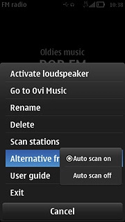 Press Auto scan on or Auto scan off.