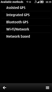 Press one or more of the following positioning methods to turn them on or off.Assisted GPS