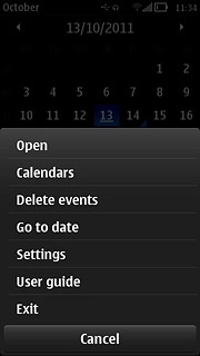Press Settings.Follow the instructions on the display to select the required settings for the calendar.
